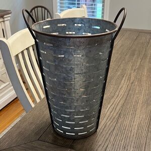 Rustic Metal Basket with Handles